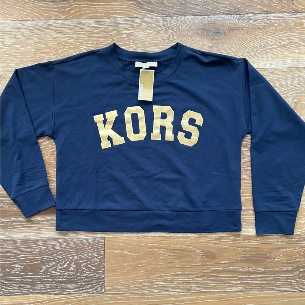 Michael Kors Navy Gold Sweatshirt Top size Medium